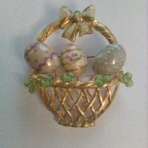 Gold-Tone Easter Basket Pin FINAL PRICE